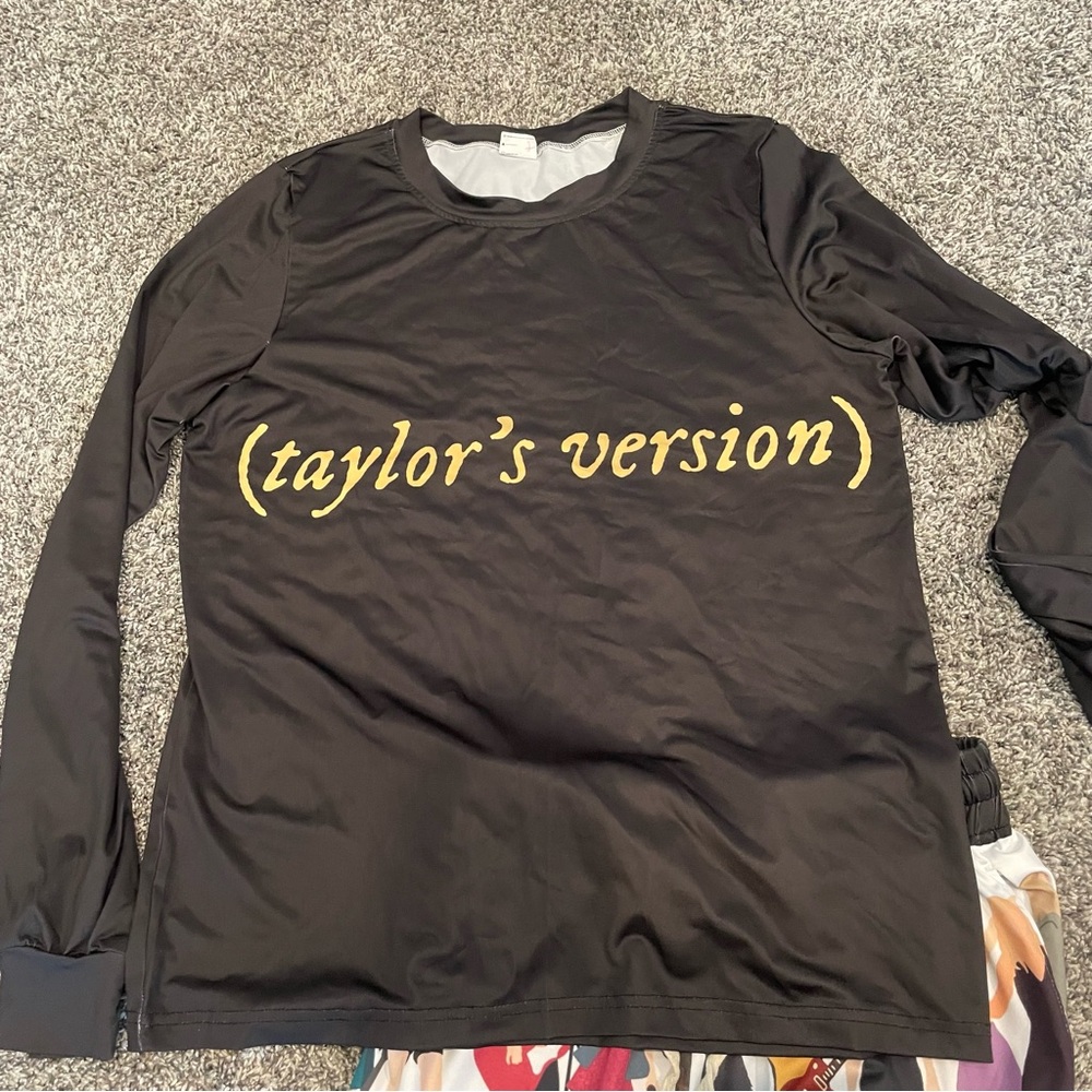 Taylor’s Version PJ Set Black Long Sleeve Graphic Top & Printed Pants Women’s M - Picture 8 of 9